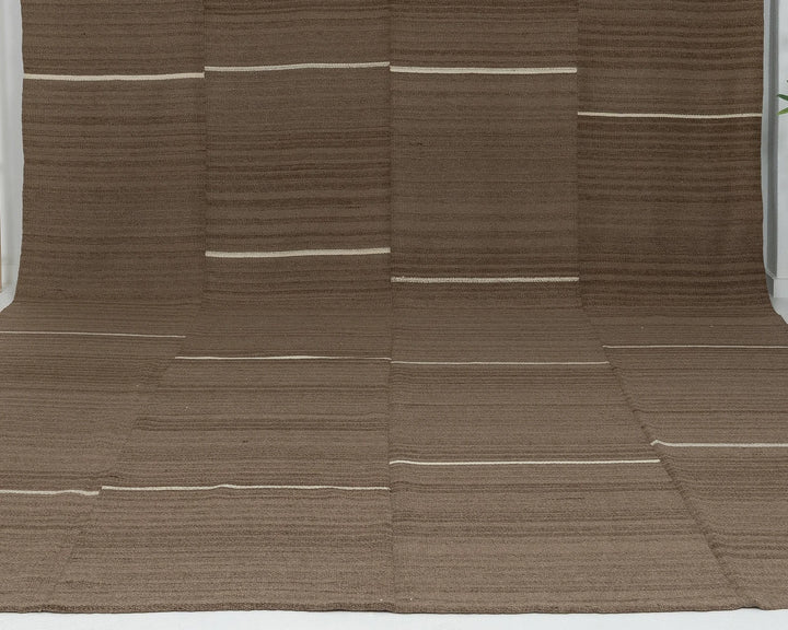 Brown Turkish Kilim Rug 9' 6" x 13' 6" Flat-Weave | No. VR51422