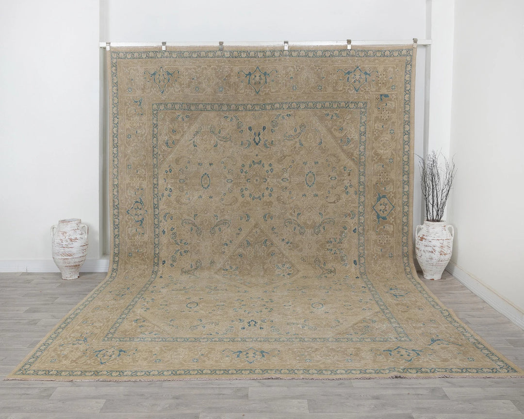 Multicolor Turkish Oushak Rug 9' 3" x 13' 2" Hand-Knotted
