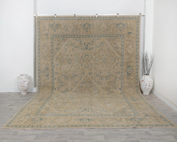 Multicolor Turkish Oushak Rug 9' 3" x 13' 2" Hand-Knotted