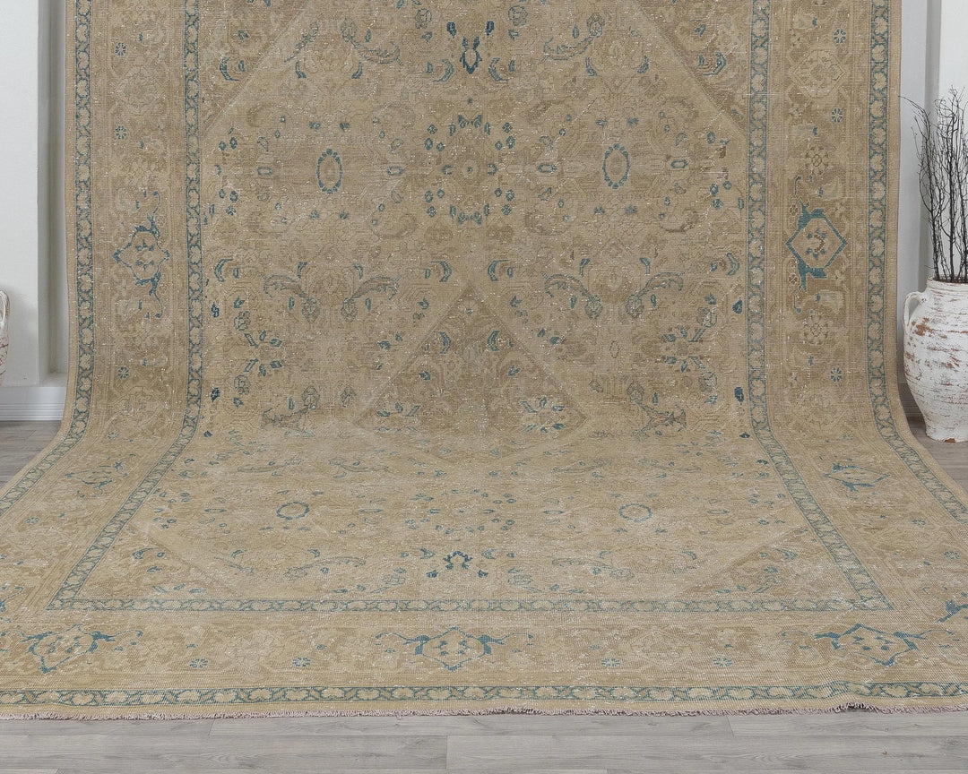 Multicolor Turkish Oushak Rug 9' 3" x 13' 2" Hand-Knotted detail
