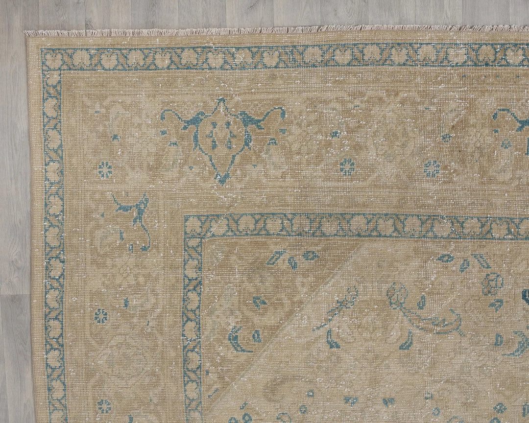 Multicolor Turkish Oushak Rug 9' 3" x 13' 2" Hand-Knotted pattern
