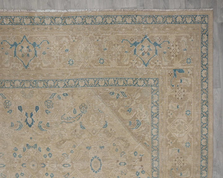 Multicolor Turkish Oushak Rug 9' 3" x 13' 2" Hand-Knotted border