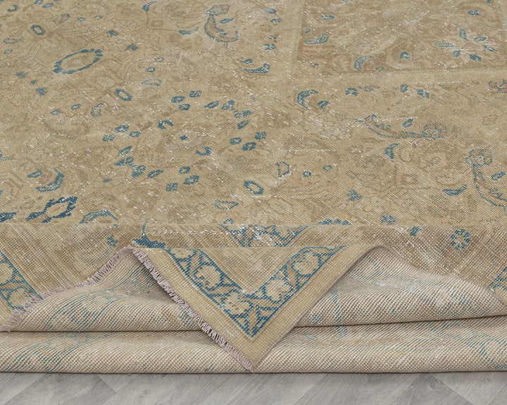 Multicolor Turkish Oushak Rug 9' 3" x 13' 2" Hand-Knotted field