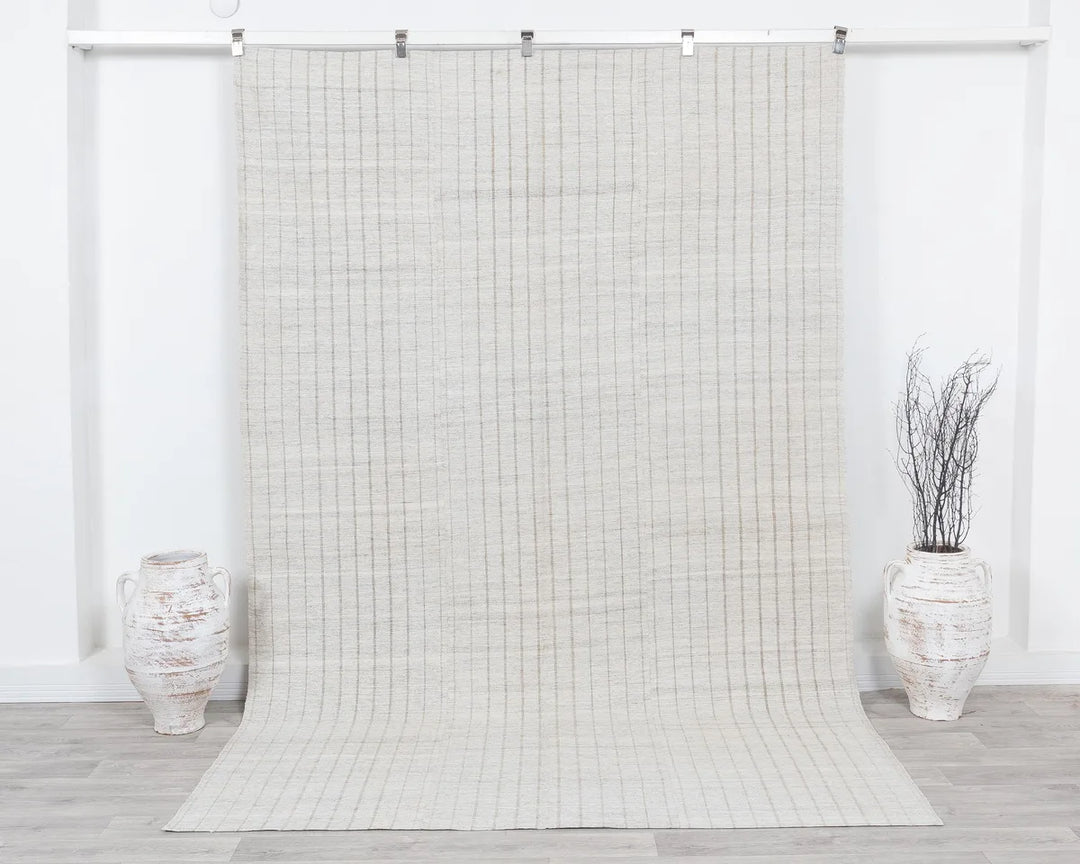 Gray Turkish Kilim Rug 6' 3" x 9' 3" Flat-Weave | No. VR51497