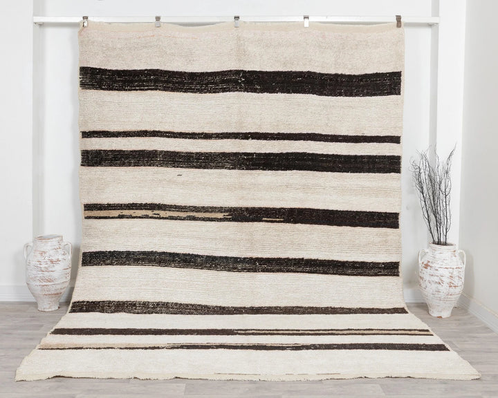 Black Turkish Vintage Rug 8' x 9' 10" Hand-Knotted | No. VR51522