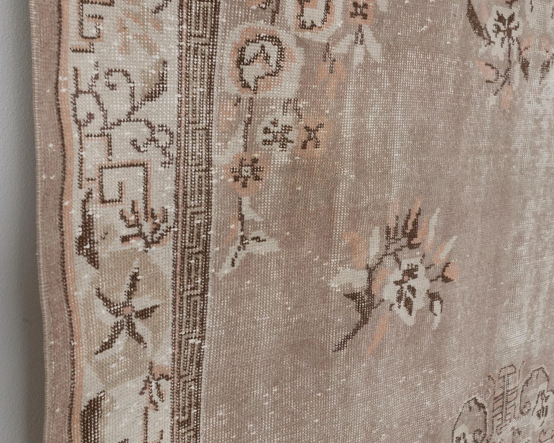 Beige Turkish Oushak Rug 6'1" x 9'8" Hand-Knotted | No. VR51554