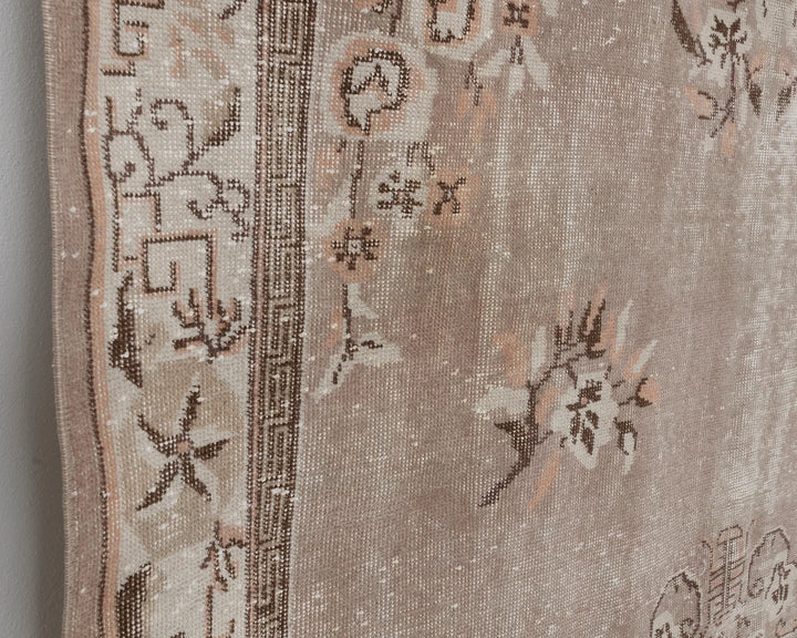 Beige Turkish Oushak Rug 6'1" x 9'8" Hand-Knotted | No. VR51554