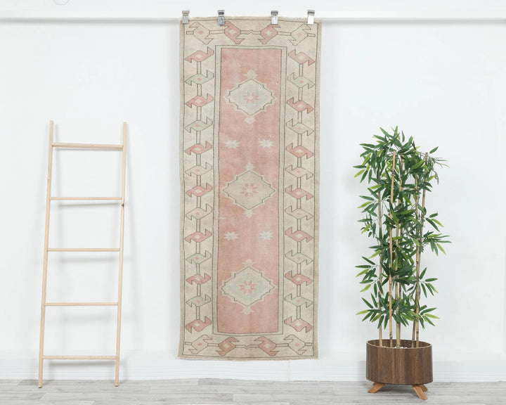 Beige Turkish Oushak Rug 2'7" x 6'2" Hand-Knotted | No. VR51816