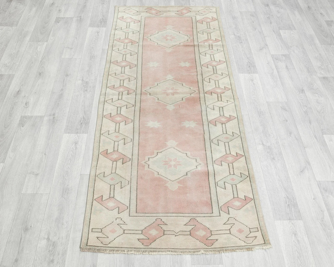 Beige Turkish Oushak Rug 2'7" x 6'2" Hand-Knotted | No. VR51816
