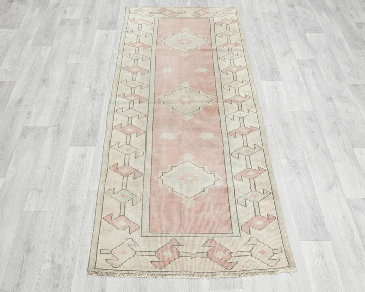 Beige Turkish Oushak Rug 2'7" x 6'2" Hand-Knotted | No. VR51816