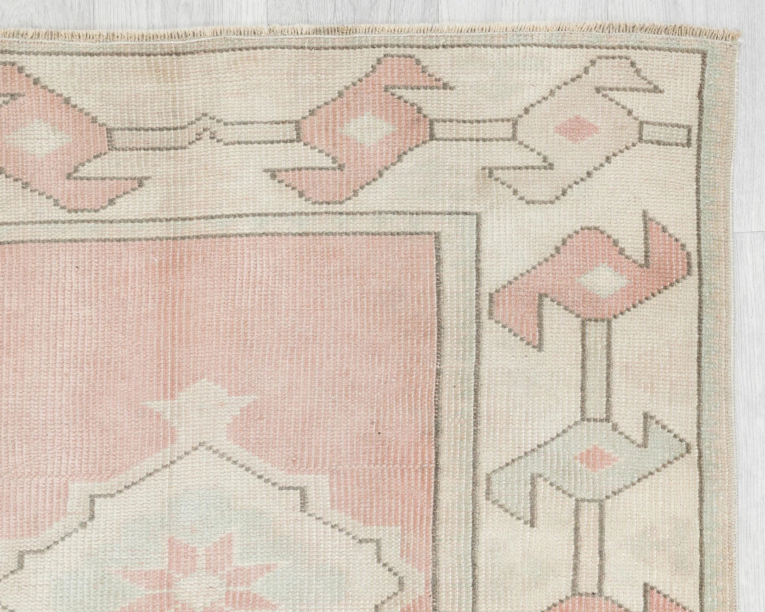 Beige Turkish Oushak Rug 2'7" x 6'2" Hand-Knotted | No. VR51816