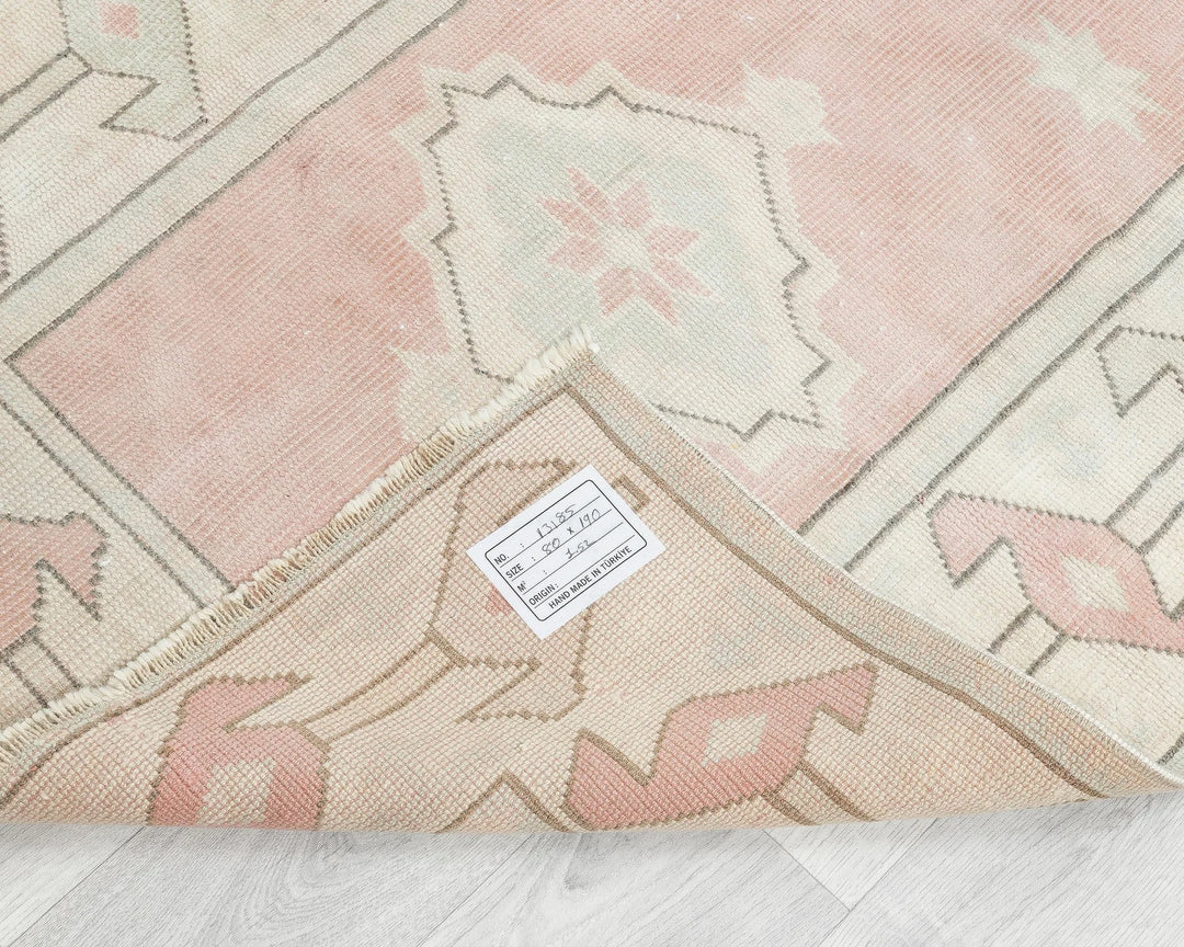Beige Turkish Oushak Rug 2'7" x 6'2" Hand-Knotted | No. VR51816