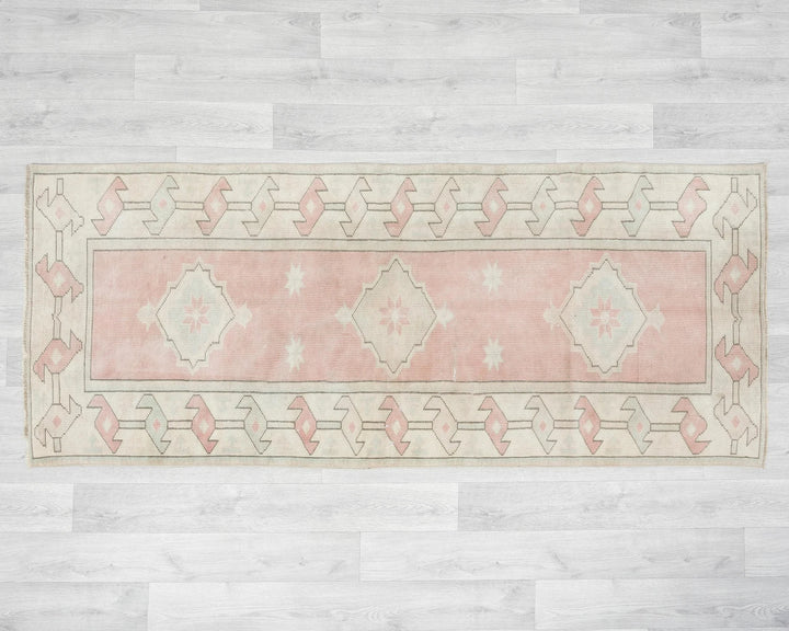 Beige Turkish Oushak Rug 2'7" x 6'2" Hand-Knotted | No. VR51816