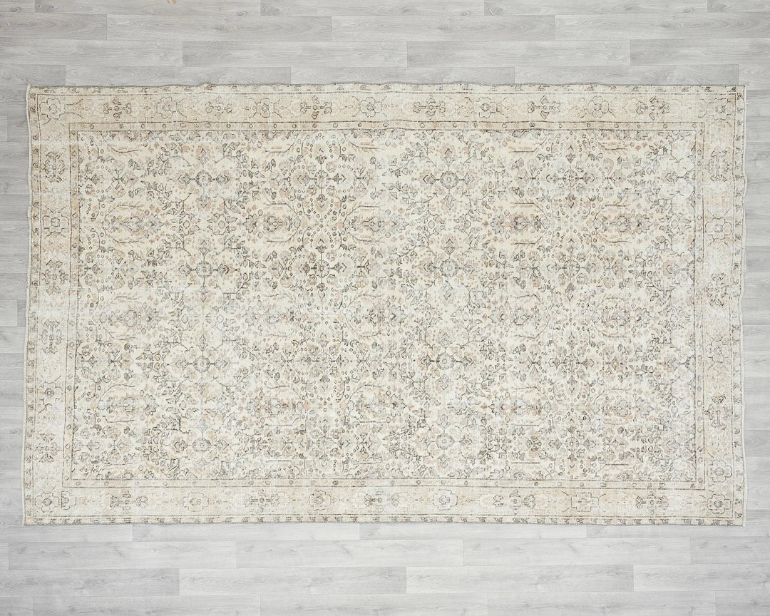 Beige Turkish Oushak Rug 6'11" x 10'4" Hand-Knotted | No. VR51862