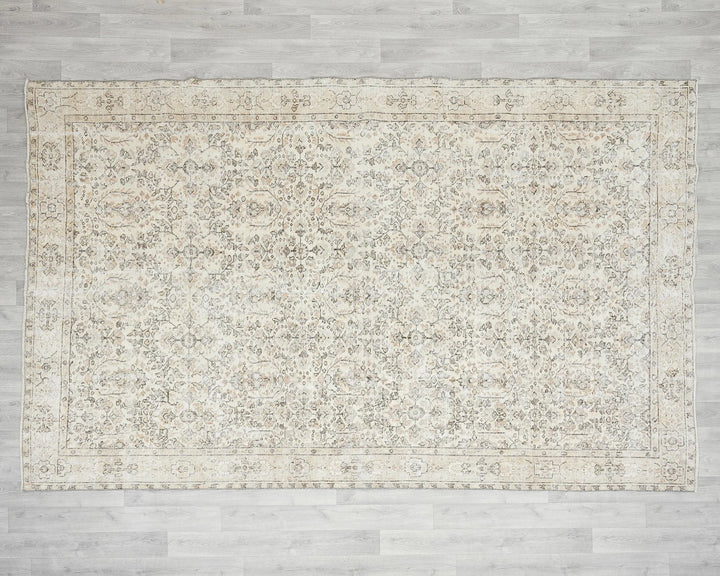 Beige Turkish Oushak Rug 6'11" x 10'4" Hand-Knotted | No. VR51862