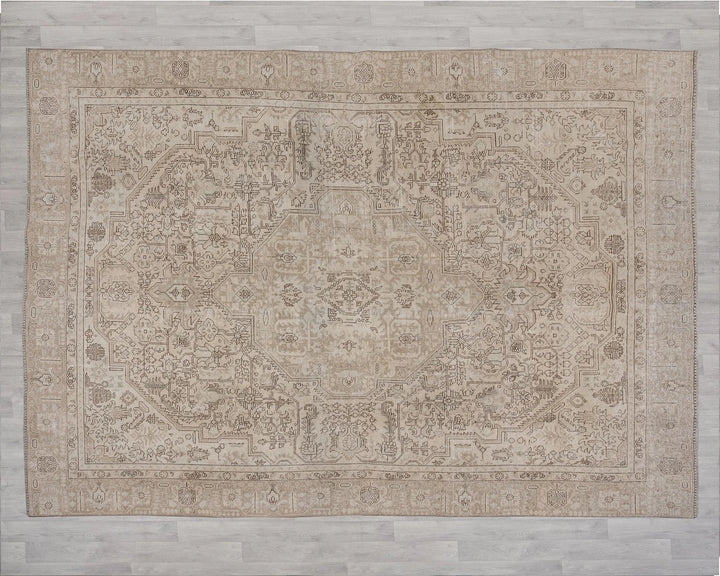 Beige Turkish Oushak Rug 8'8" x 11'6" Hand-Knotted | No. VR52081