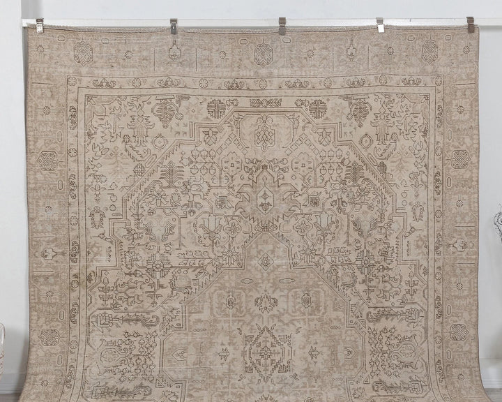 Beige Turkish Oushak Rug 8'8" x 11'6" Hand-Knotted | No. VR52081