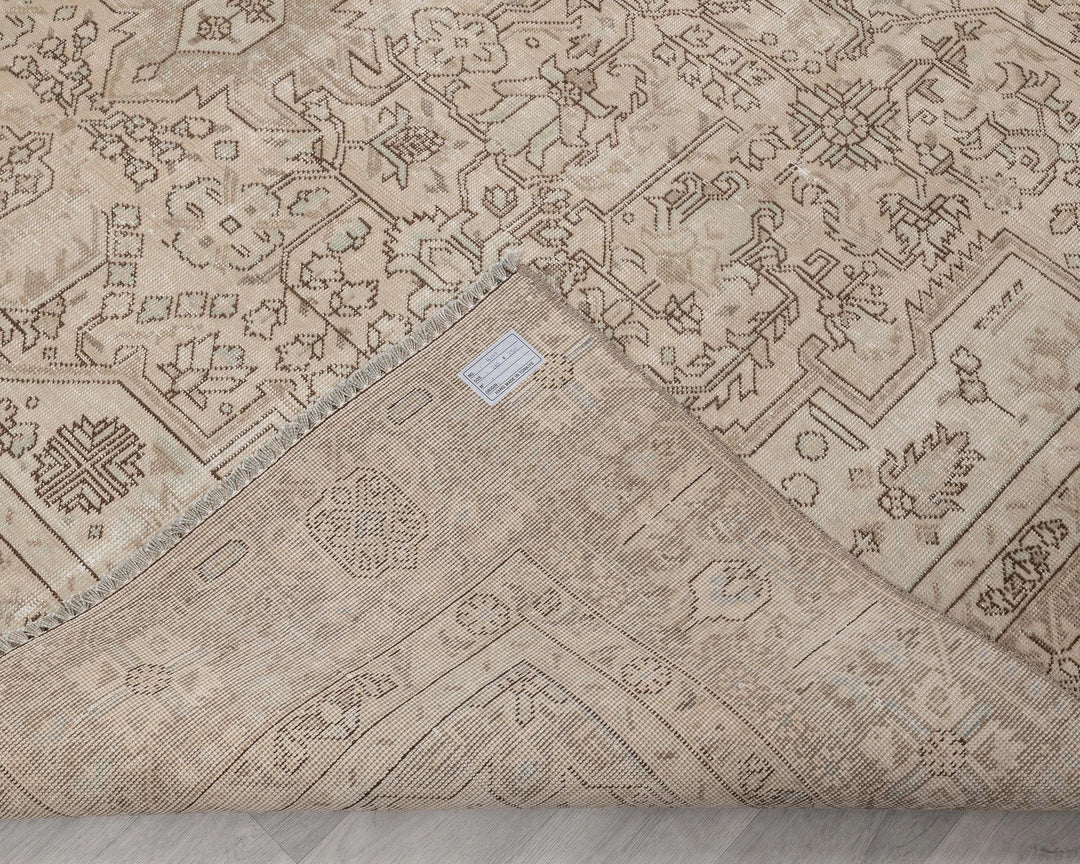 Beige Turkish Oushak Rug 8'8" x 11'6" Hand-Knotted | No. VR52081