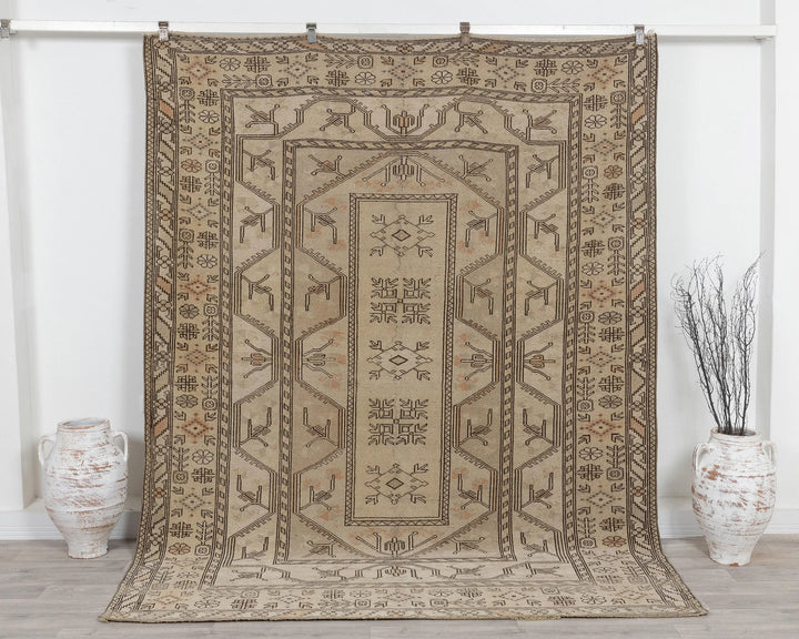 Multicolor Turkish Oushak Rug 6'9" x 8'10" Hand-Knotted | No. VR52372