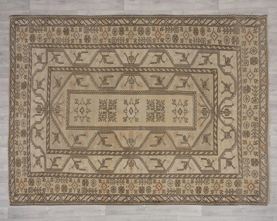 Multicolor Turkish Oushak Rug 6'9" x 8'10" Hand-Knotted | No. VR52372