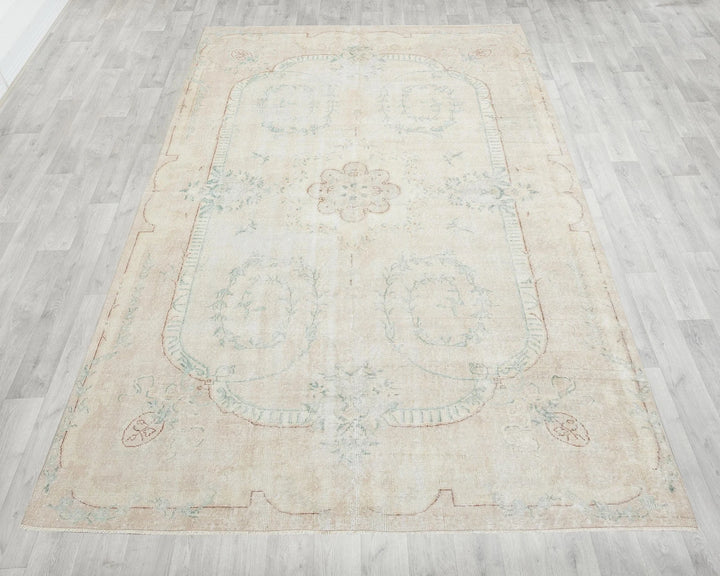 Beige Turkish Oushak Rug 10' 8" x 6' 9" Hand-Knotted | No. VR52421