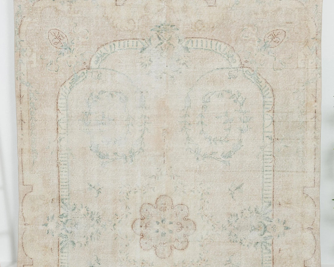 Beige Turkish Oushak Rug 10' 8" x 6' 9" Hand-Knotted | No. VR52421