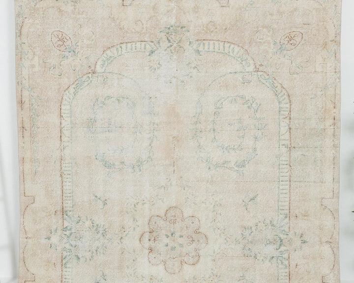 Beige Turkish Oushak Rug 10' 8" x 6' 9" Hand-Knotted | No. VR52421