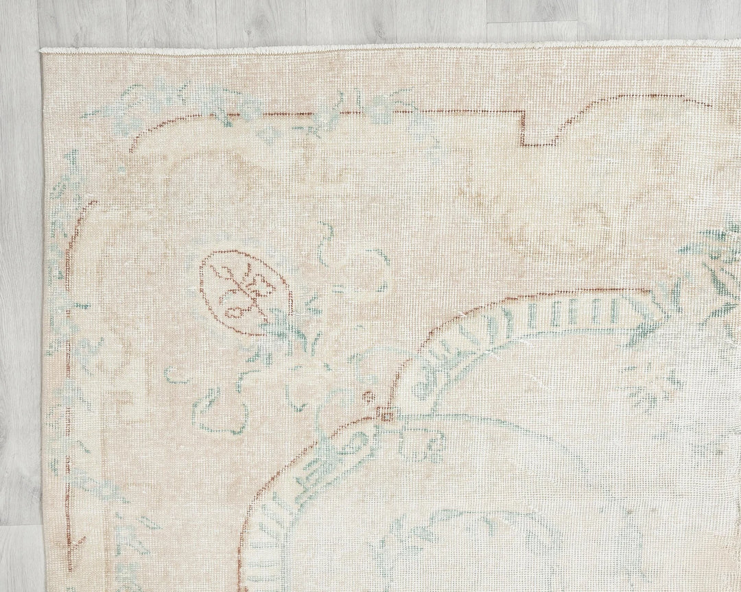 Beige Turkish Oushak Rug 10' 8" x 6' 9" Hand-Knotted | No. VR52421