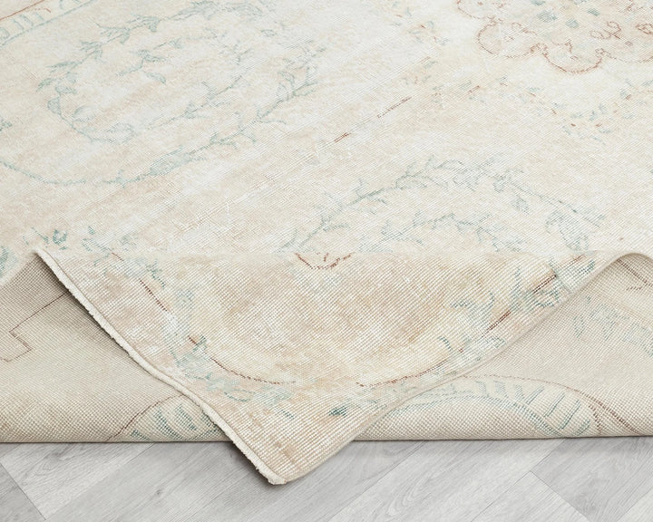Beige Turkish Oushak Rug 10' 8" x 6' 9" Hand-Knotted | No. VR52421