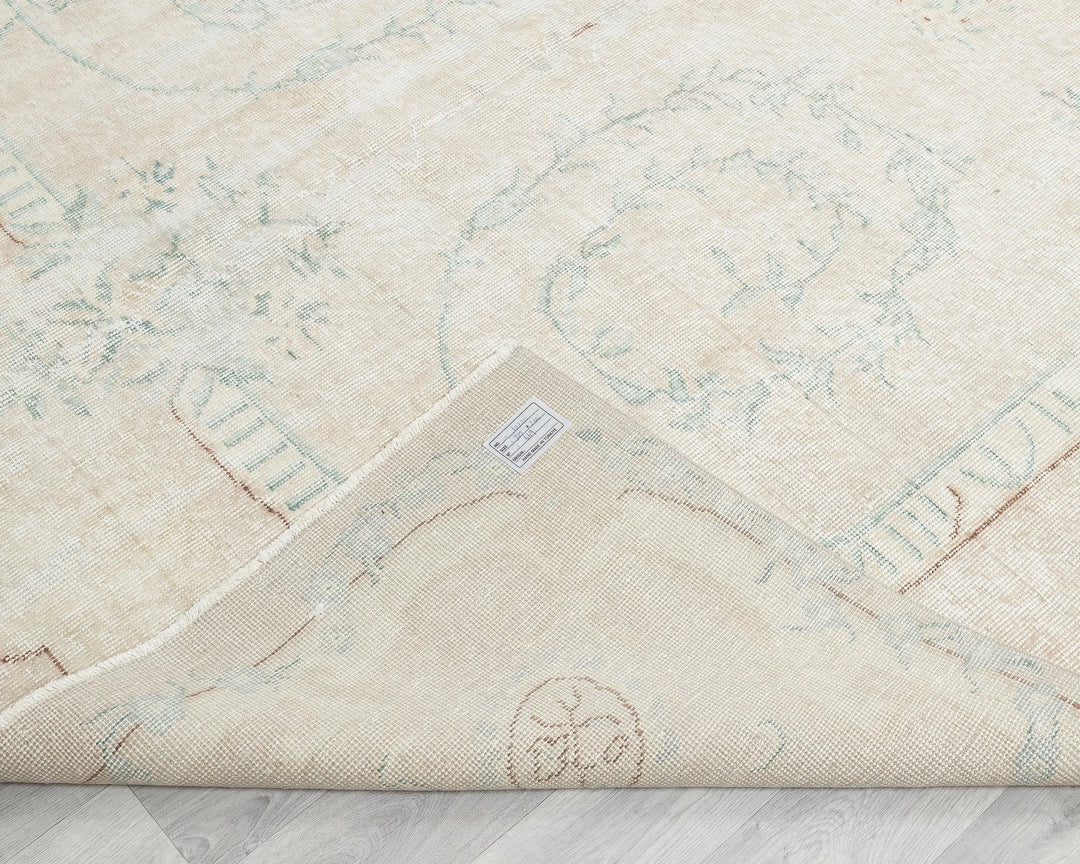 Beige Turkish Oushak Rug 10' 8" x 6' 9" Hand-Knotted | No. VR52421
