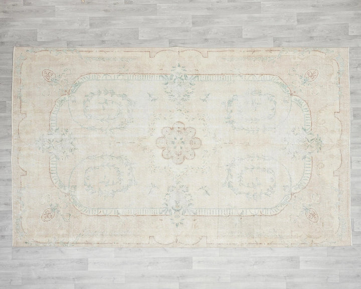 Beige Turkish Oushak Rug 10' 8" x 6' 9" Hand-Knotted | No. VR52421