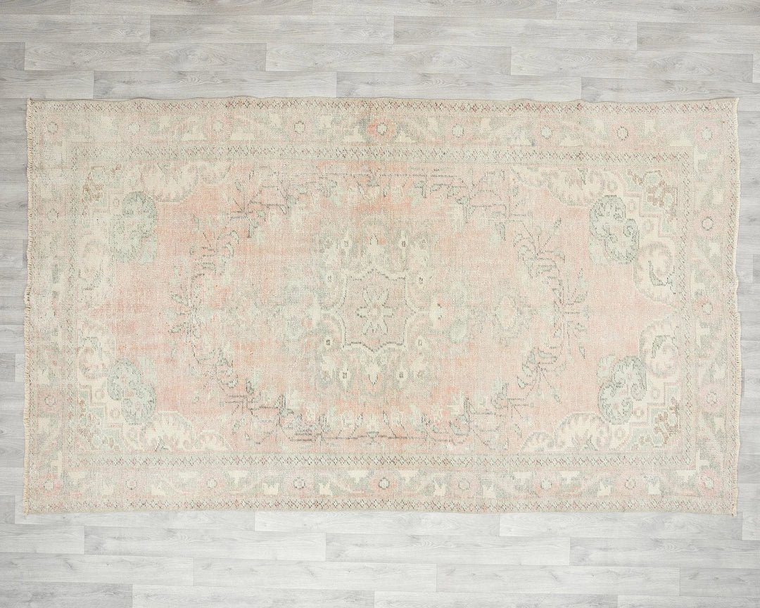 Pink Turkish Oushak Rug 5' 11" x 9' 6" Hand-Knotted | No. VR52469