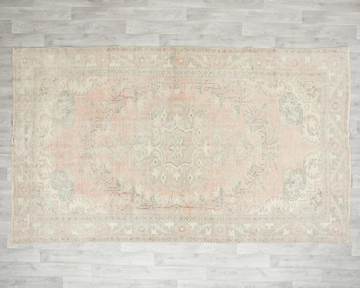 Pink Turkish Oushak Rug 5' 11" x 9' 6" Hand-Knotted | No. VR52469