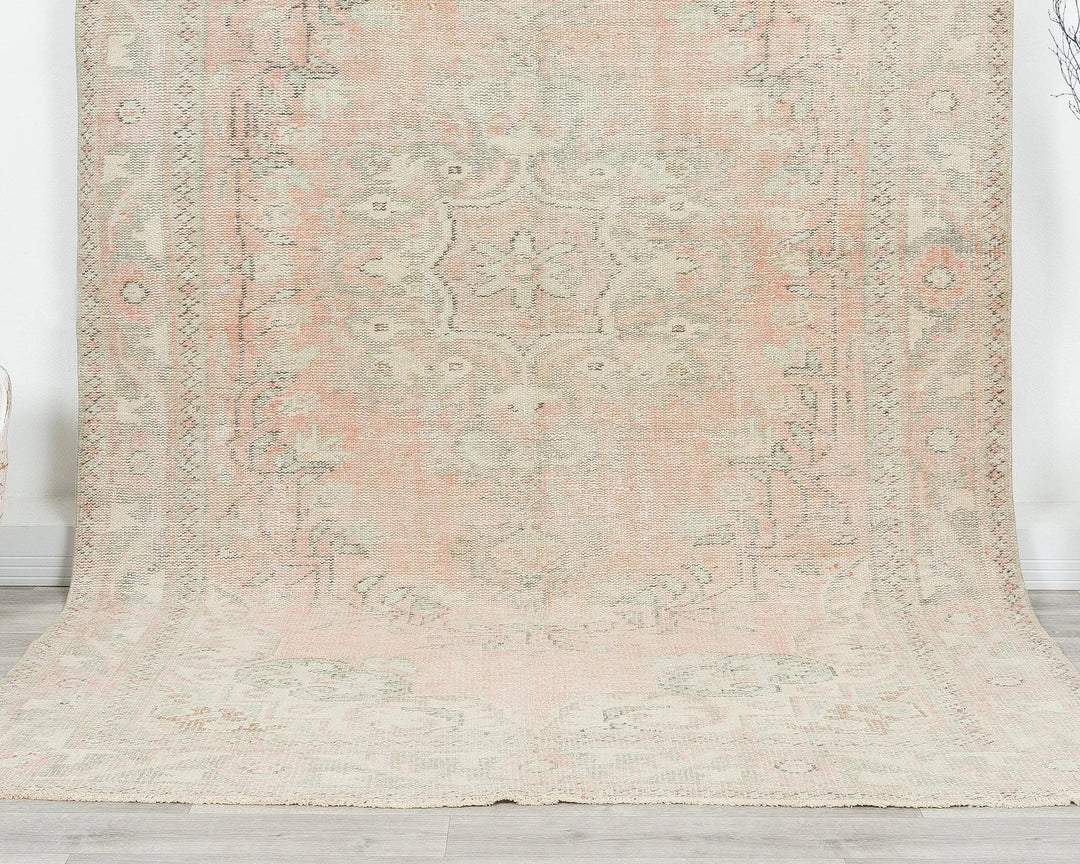 Pink Turkish Oushak Rug 5' 11" x 9' 6" Hand-Knotted | No. VR52469