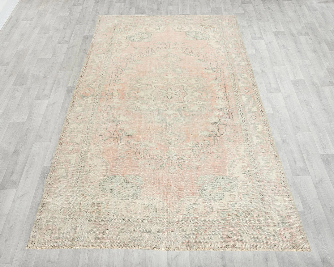 Pink Turkish Oushak Rug 5' 11" x 9' 6" Hand-Knotted | No. VR52469