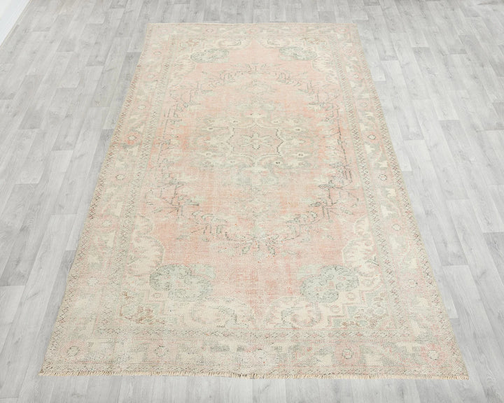 Pink Turkish Oushak Rug 5' 11" x 9' 6" Hand-Knotted | No. VR52469