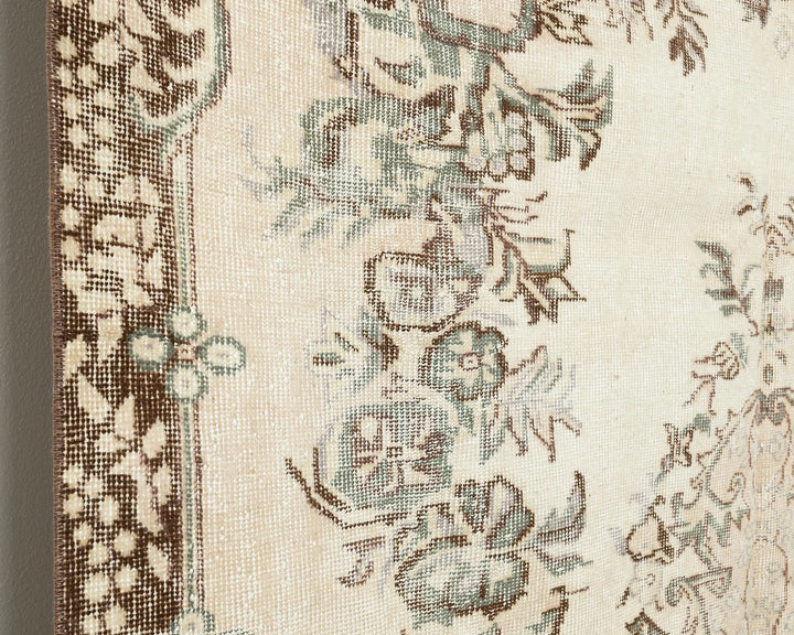 Beige Turkish Oushak Rug 6'1" x 9'2" Hand-Knotted | No. VR52551