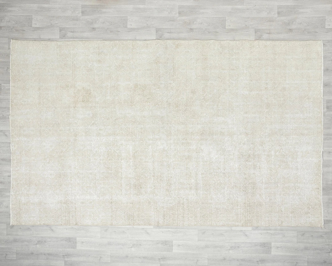 Beige Turkish Oushak Rug 6'6" x 10'5" Hand-Knotted | No. VR52576