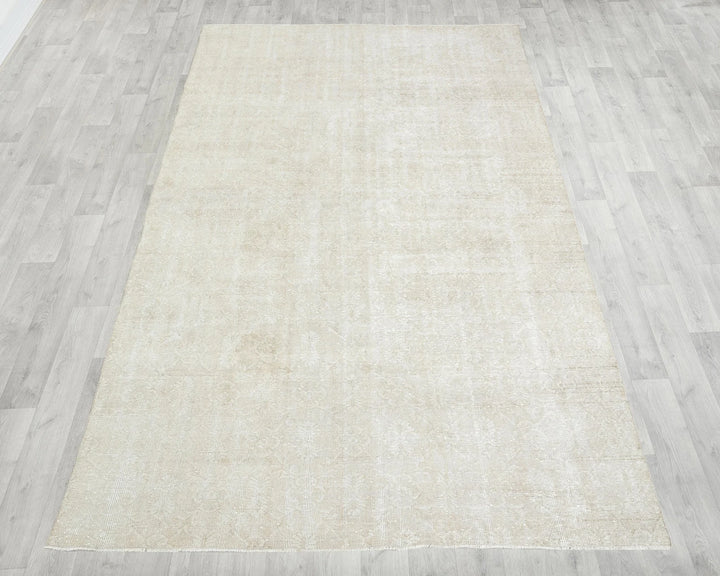 Beige Turkish Oushak Rug 6'6" x 10'5" Hand-Knotted | No. VR52576