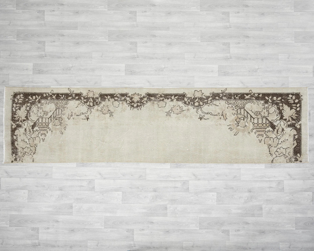 Multicolor Turkish Oushak Rug 10' 7" x 2' 7" Hand-Knotted | No. VR52598