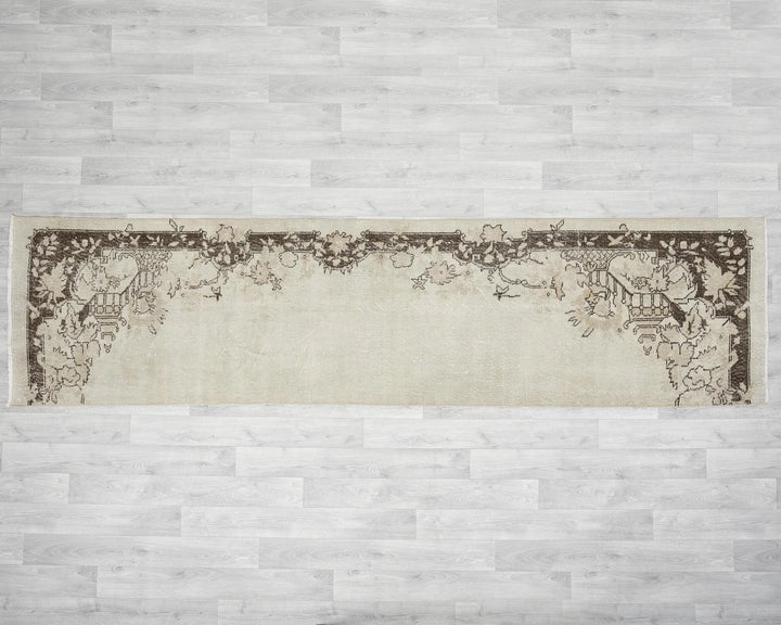Multicolor Turkish Oushak Rug 10' 7" x 2' 7" Hand-Knotted | No. VR52598
