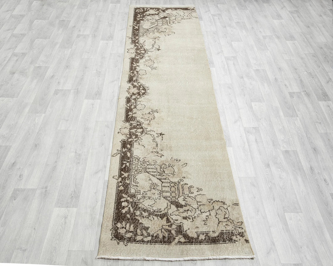 Multicolor Turkish Oushak Rug 10' 7" x 2' 7" Hand-Knotted | No. VR52598