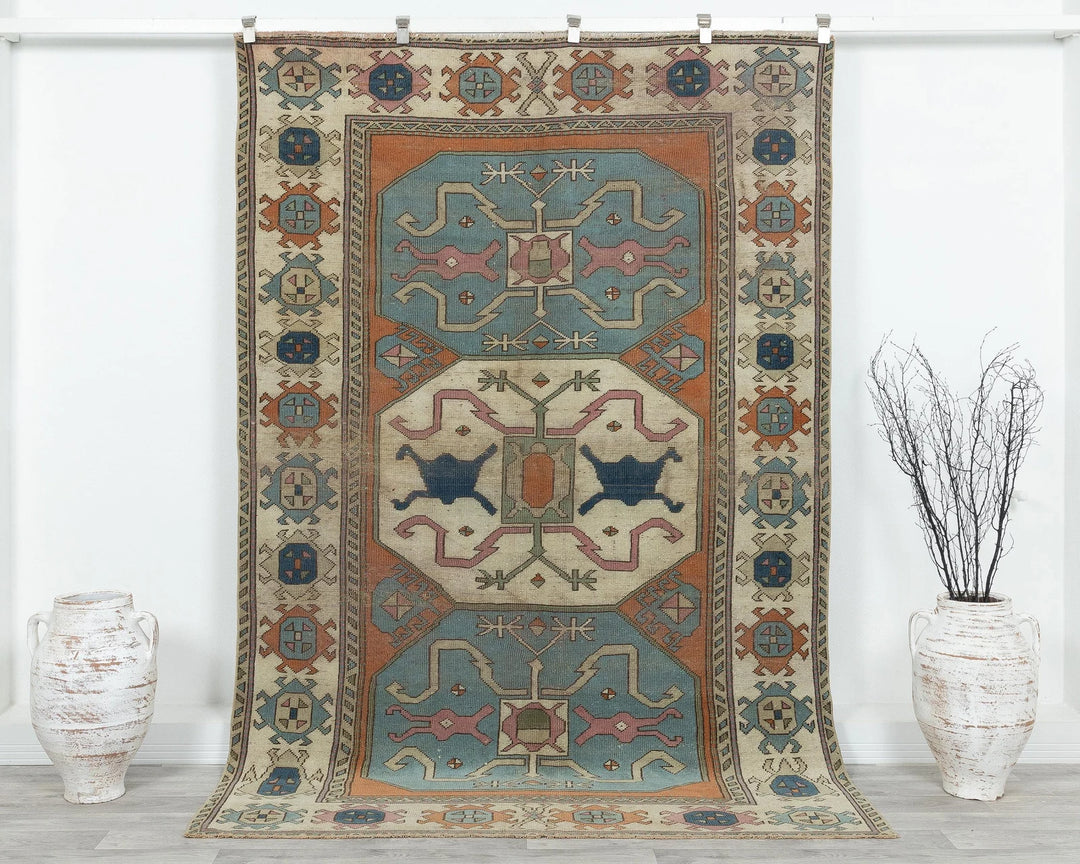 Multicolor Turkish Oushak Rug 5' 1" x 8' 2" Hand-Knotted