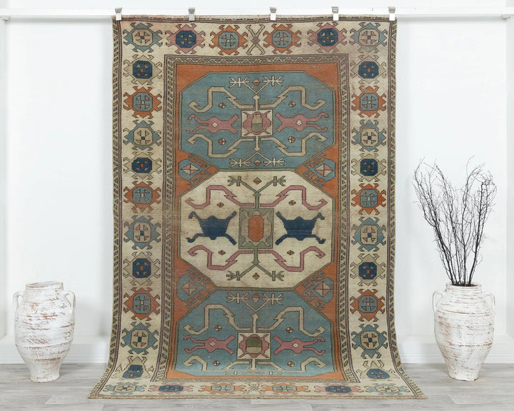 Multicolor Turkish Oushak Rug 5' 1" x 8' 2" Hand-Knotted