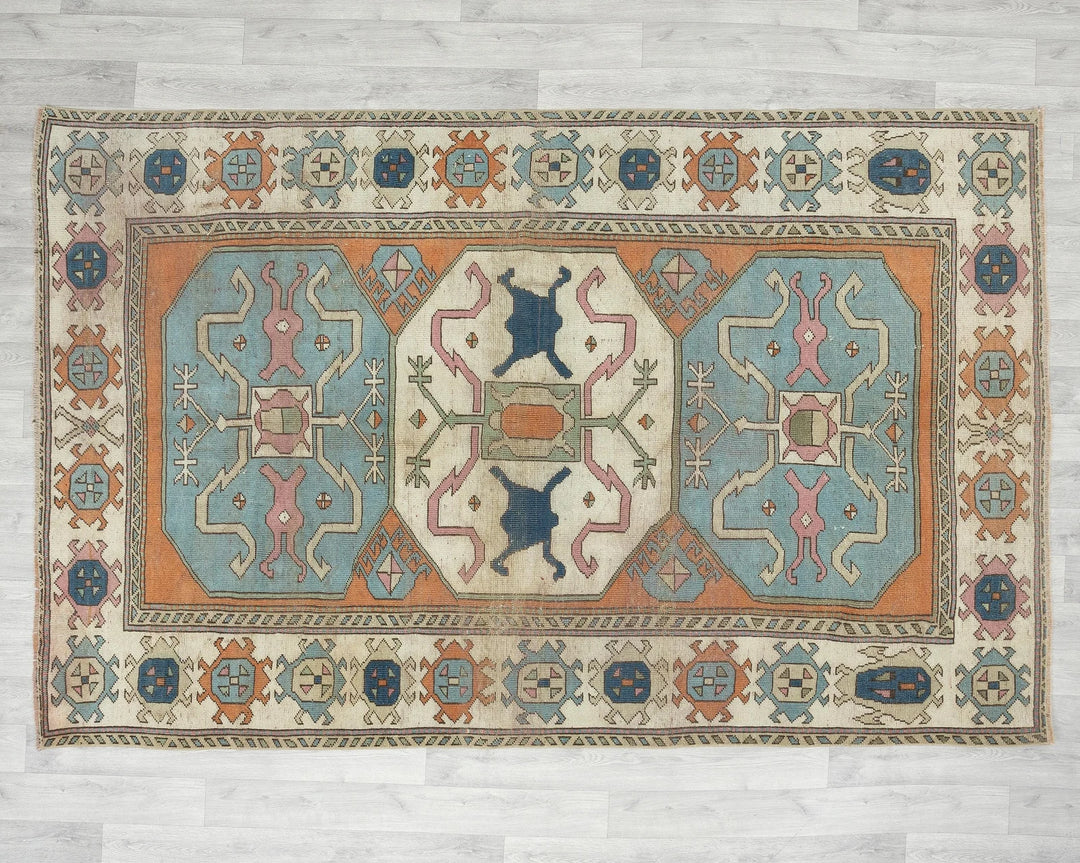Multicolor Turkish Oushak Rug 5' 1" x 8' 2" Hand-Knotted view 9