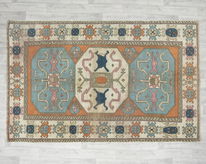 Multicolor Turkish Oushak Rug 5' 1" x 8' 2" Hand-Knotted view 9
