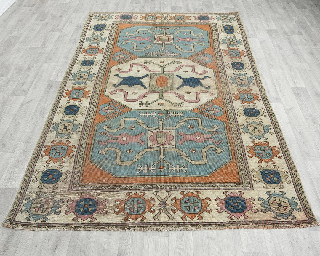 Multicolor Turkish Oushak Rug 5' 1" x 8' 2" Hand-Knotted view 10