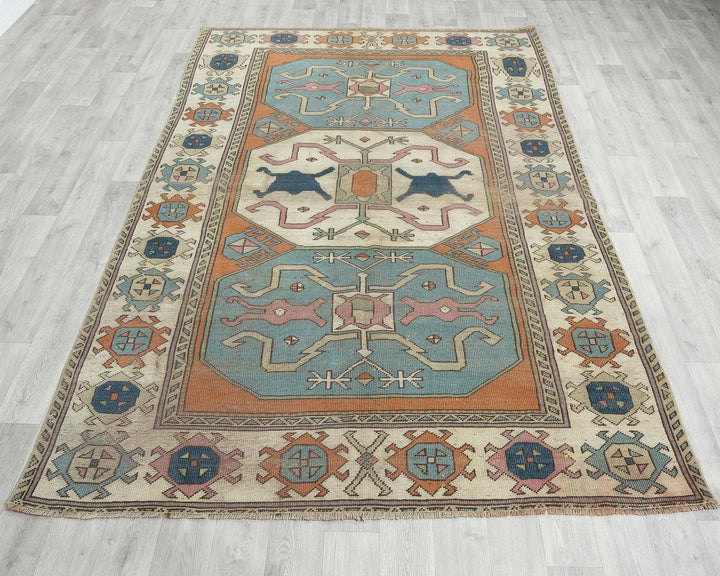 Multicolor Turkish Oushak Rug 5' 1" x 8' 2" Hand-Knotted view 10