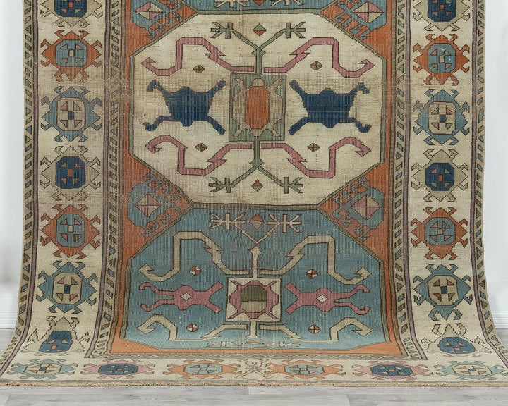 Multicolor Turkish Oushak Rug 5' 1" x 8' 2" Hand-Knotted detail