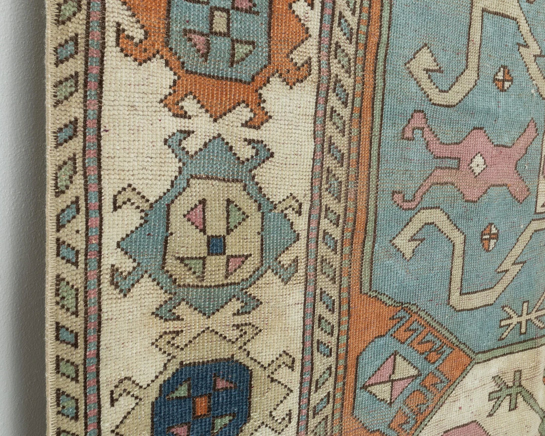 Multicolor Turkish Oushak Rug 5' 1" x 8' 2" Hand-Knotted close-up